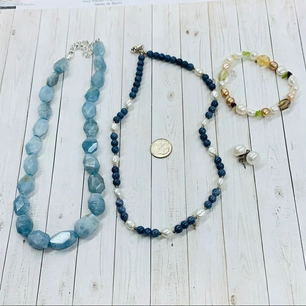 Stone and Pearl Necklace Bundle